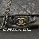 chanel classic glazed bag black caviar
