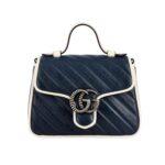 Gucci 583710 Borsa GG Marmont in pelle chevron Blu scuro