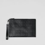 Burberry pochette con cerniera pelle nera motivo Tartan