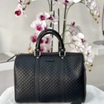 GUCCI MICRO GUCCISSIMA BLACK LEATHER BOSTON BAG 449646