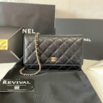  CHANEL WOC BORSA A TRACOLLA WALLET ON CHAIN TIMELESS/CLASSIQUE IN CAVIAR NERA H/W GOLD